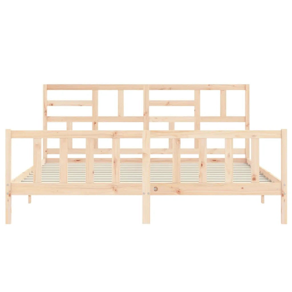 Letto matrimoniale | Letto per adulti | Giroletto con Testiera Super King Size in Legno Massello