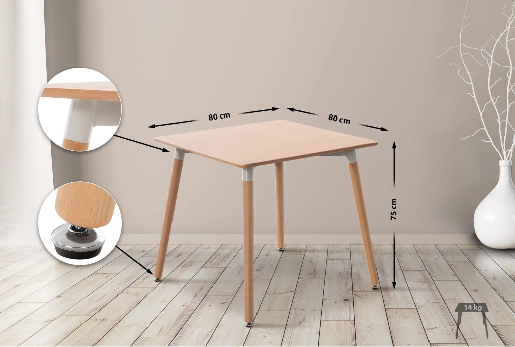 Tavolo Quadrato da Cucina Viborg natura,80 cm