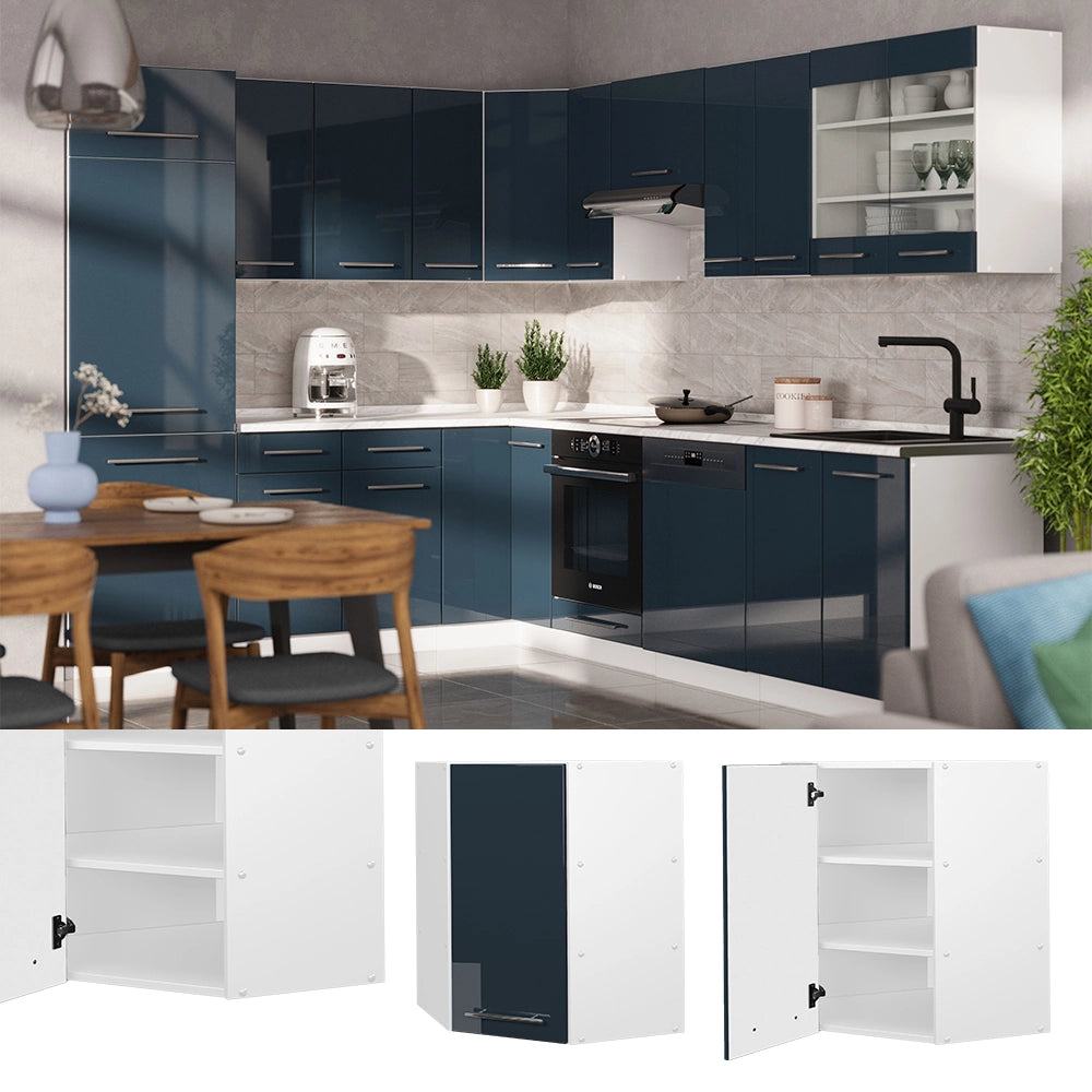 Vicco Mobile angolare da cucina Blu scuro lucido 57 cm