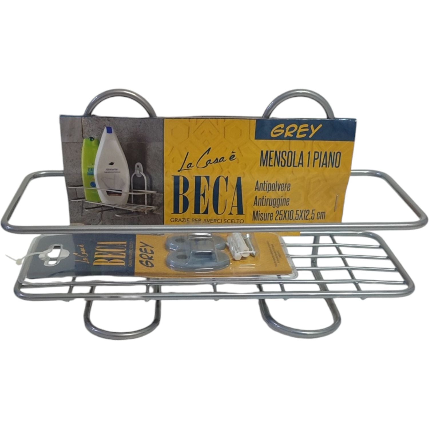 MENSOLA DOCCIA RETTANGOLARE GREY 1 RIPIANO