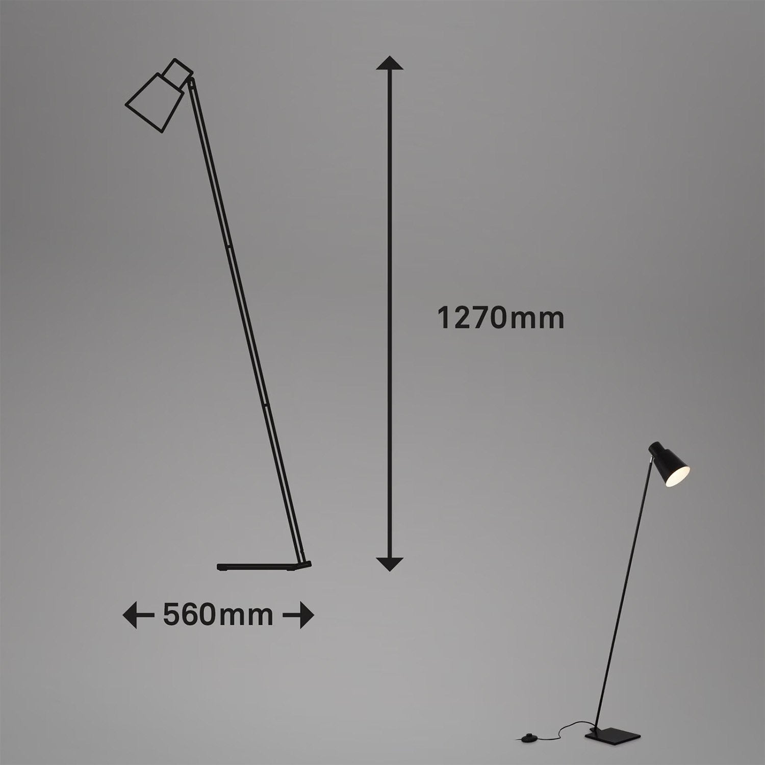 Piantana Moderna Ekko Metallo Nero 1 Luce E27 H150