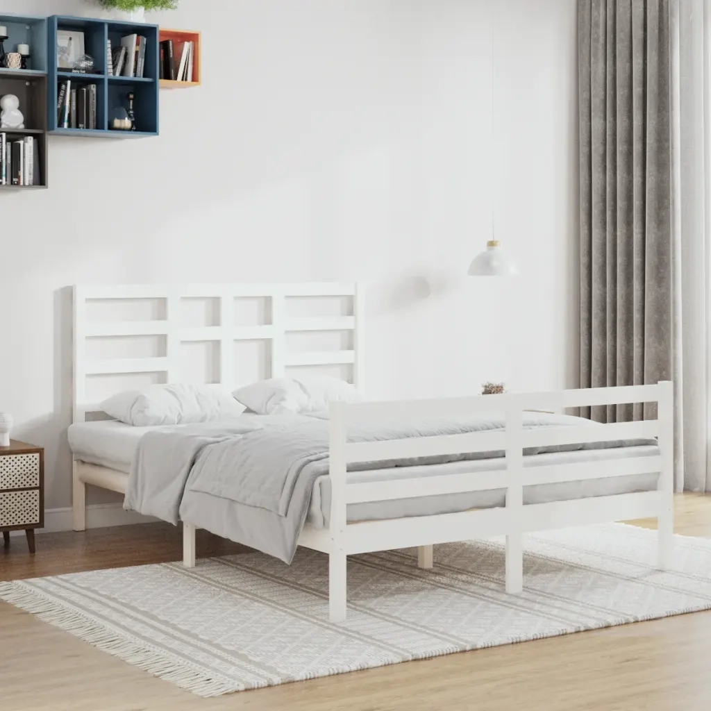 Giroletto-Struttura Letto Bianco in Legno Massello 120x200 cm 519367
