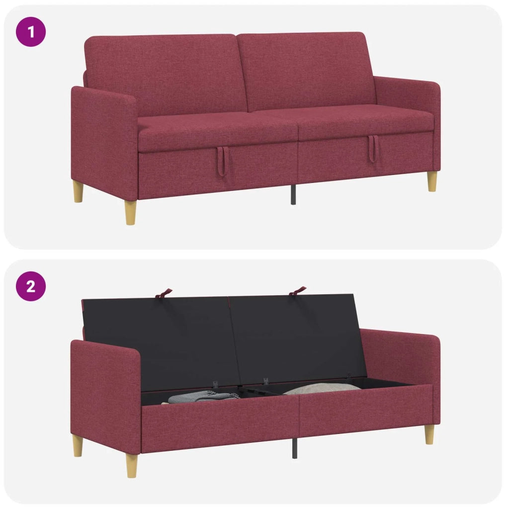 Divano con Storage Rosso Vino 192 x 78 x 87 cm Poliestere 42036978