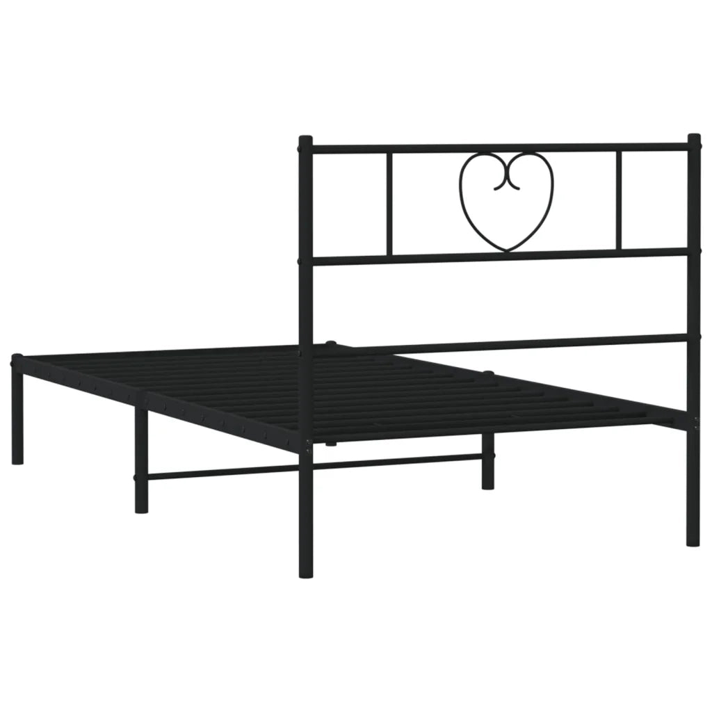 Giroletto con Testiera-Struttura Letto con testiera in Metallo Nero 90x190 cm 113453