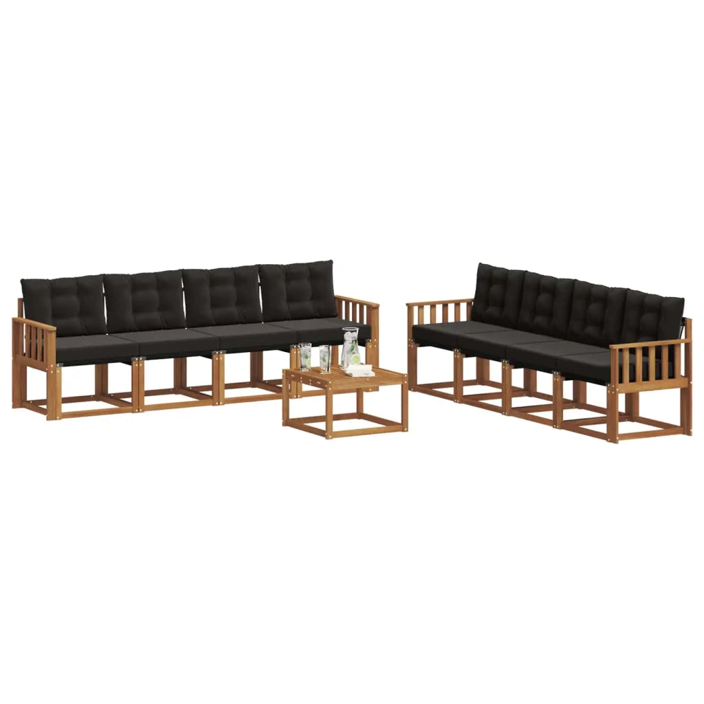Set di divani da esterno con cuscino 9 pcs Naturale e Nero 3368519