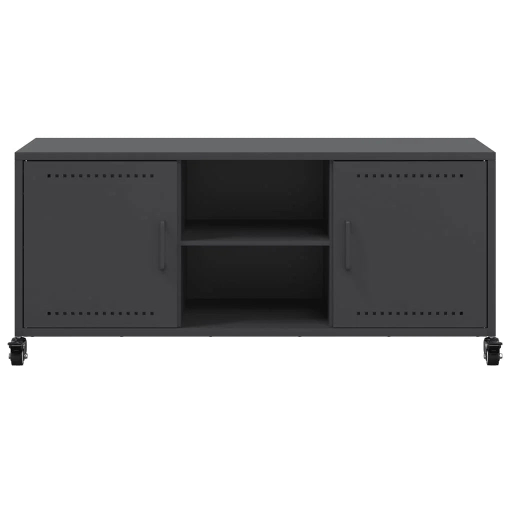 Mobile TV multimediale mensola TV credenza mobile TV sala da pranzo soggiorno camera da letto 100,5 x 39 x 43,5 cm acciaio nero 02_0025538