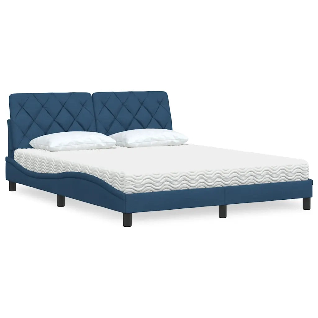 Letto con Materasso Blu 160x200 cm in Tessuto 3310754