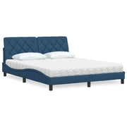 Letto con Materasso Blu 160x200 cm in Tessuto 3310754