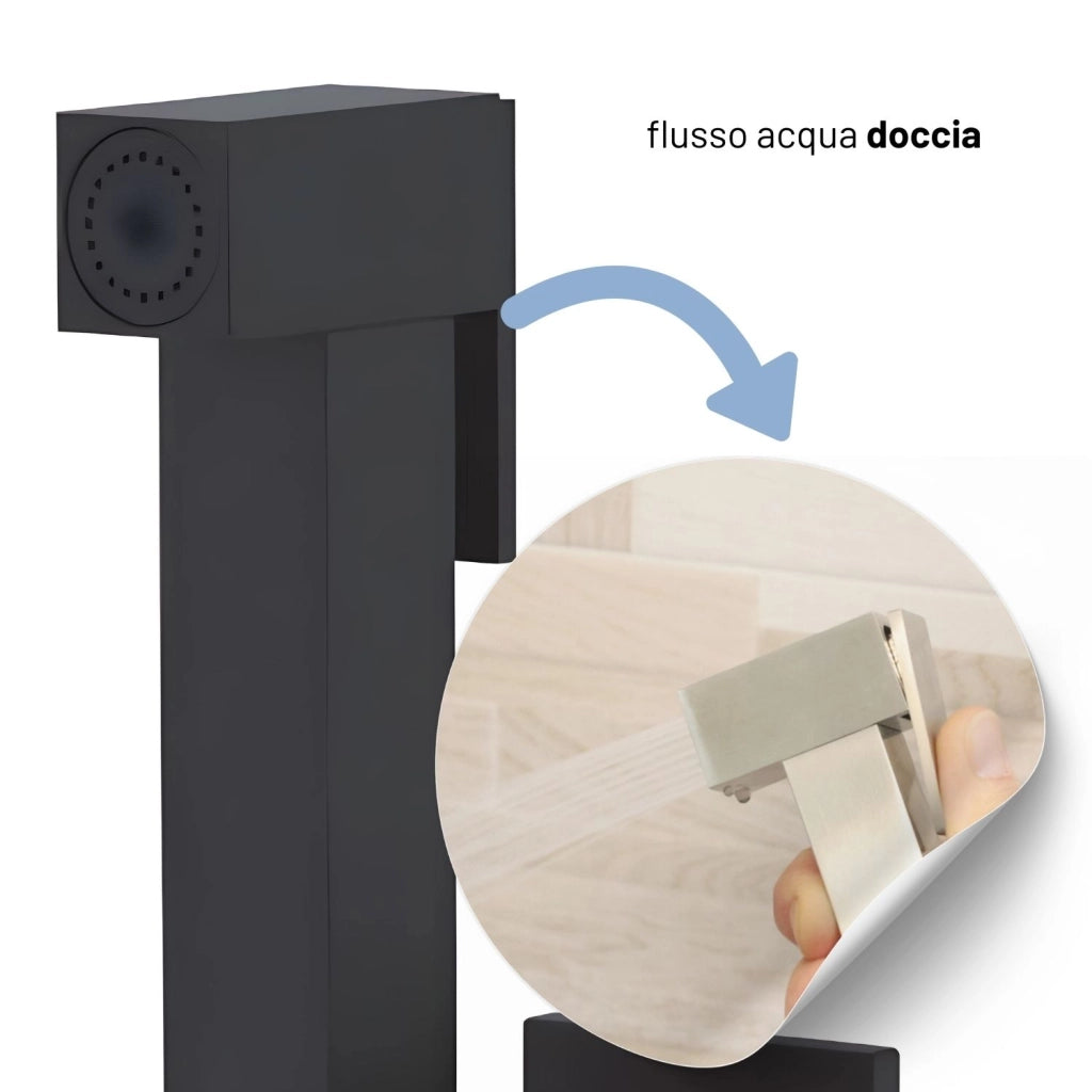 Idroscopino wc doccetta ottone portatile shutoff monogetto con leva ogomondo kit *** finitura- nero quadro, confezione 1