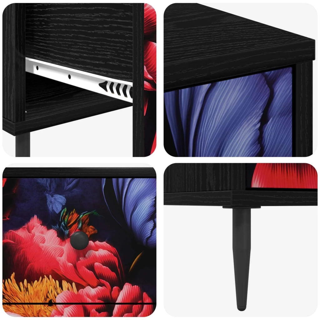 Armadio da Notte KIEL 2 pz Rovere Nero 36 x 33 x 61 cm 8007338