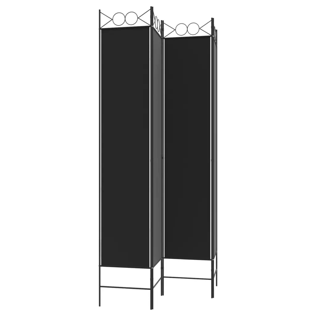 Divisorio a 4 Pannelli Nero 160x220 cm in Tessuto 350169