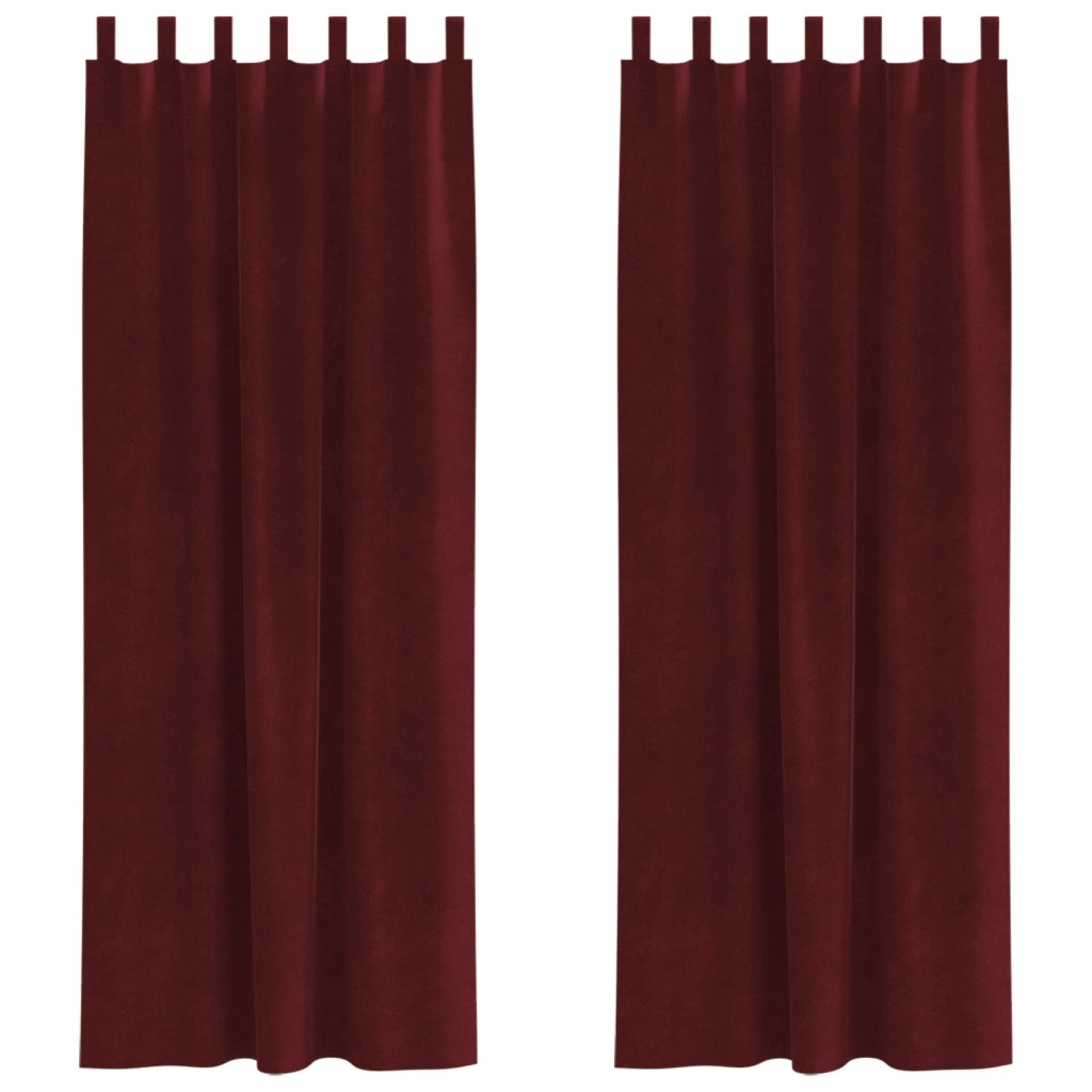 Tende Blackout  con anelli 2 pezzi Rosso Vino Velluto
