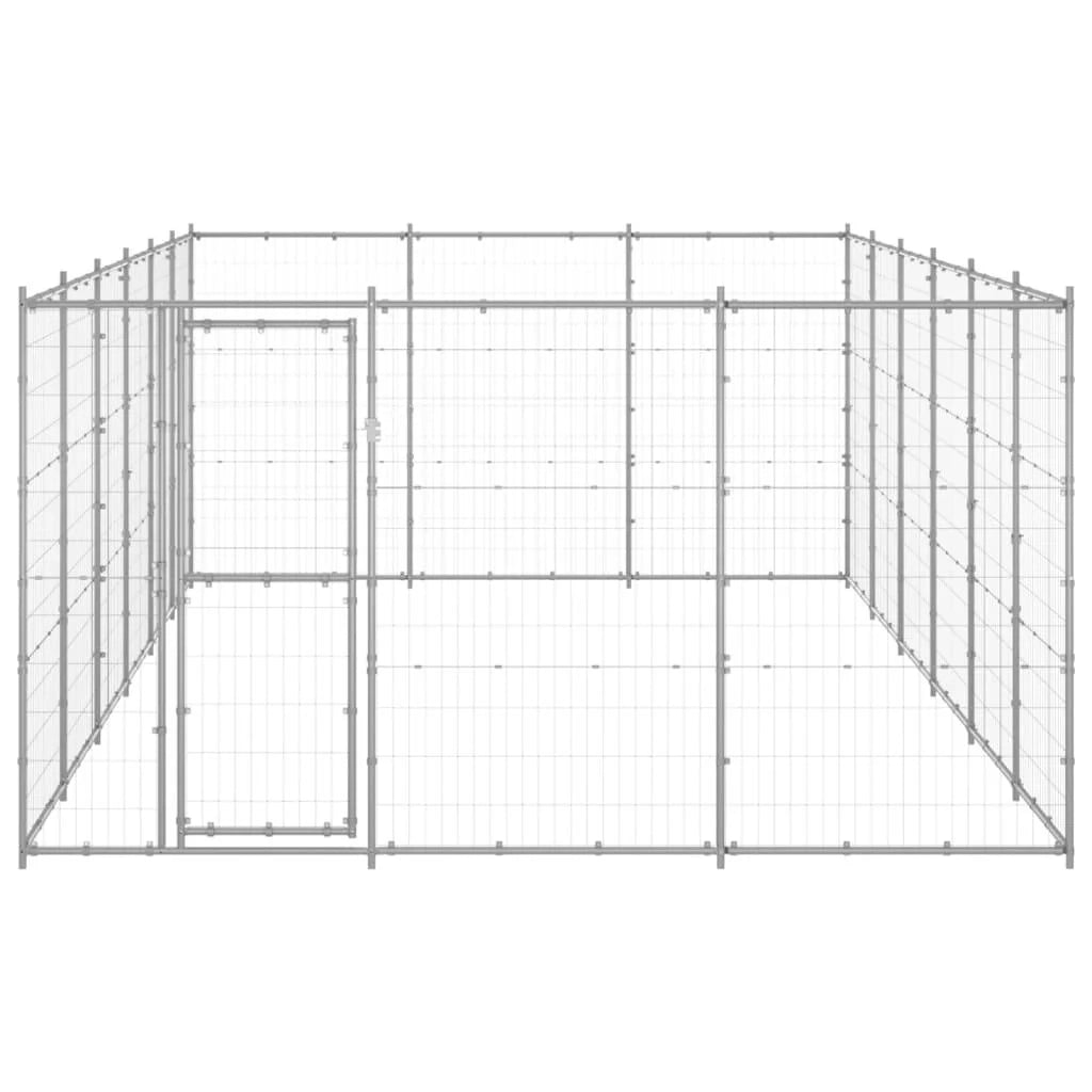 Cuccia da esterno gabbia recinto per animali box esterno per cani in acciaio zincato 21,78 m² 02_0000414
