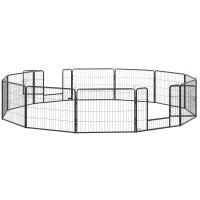Recinto per Cani e Cuccioli con 12 Pannelli Modulabili e 2 Ingressi, 80x1.5x60cm