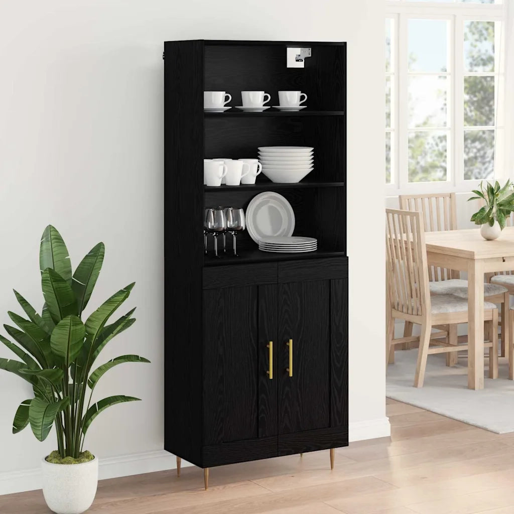 Credenza Rovere Nero 69,5 x 34 x 180 cm Legno multistrato