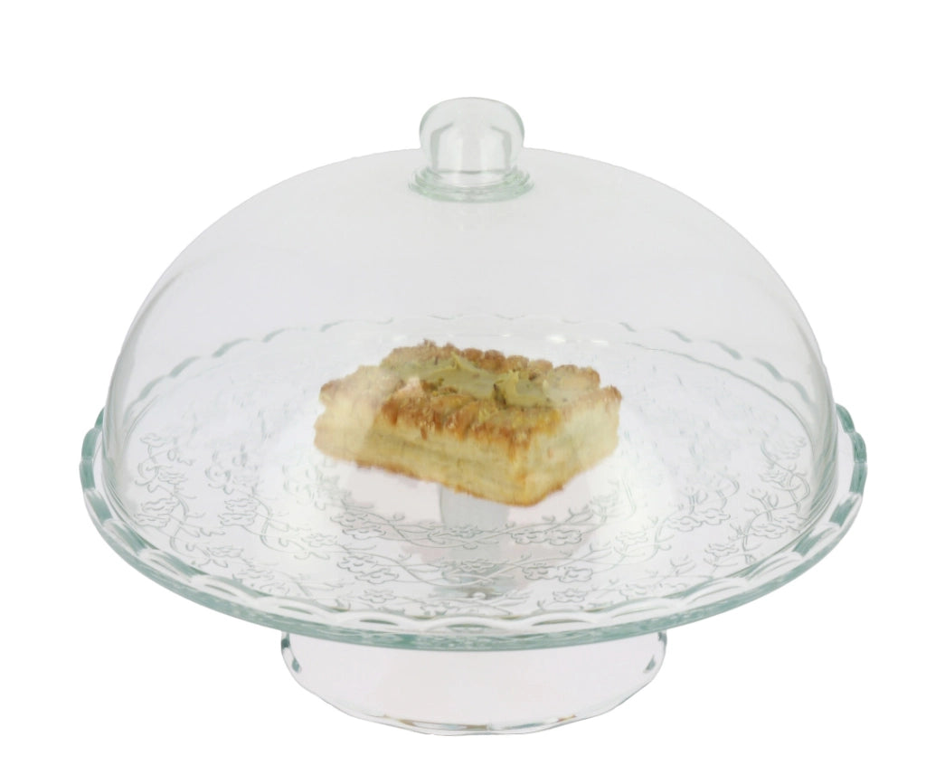 ALZATA PORTATORTA H 20 X 29 CM PORTA DOLCI IN VETRO TRASPARENTE