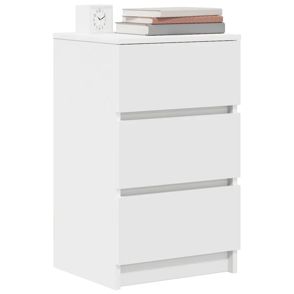 Comodini con 3 Cassetti 2 pz Bianco 39x35x65 cm