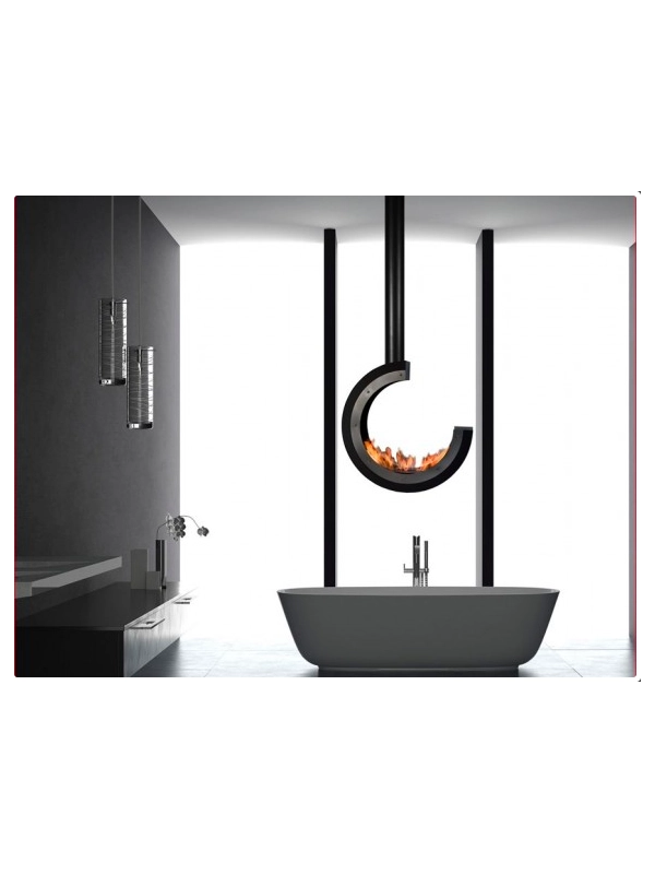 ERTA TUBE 3/4 - Biocamino Sospeso Ruotante Colore Nero Opaco
