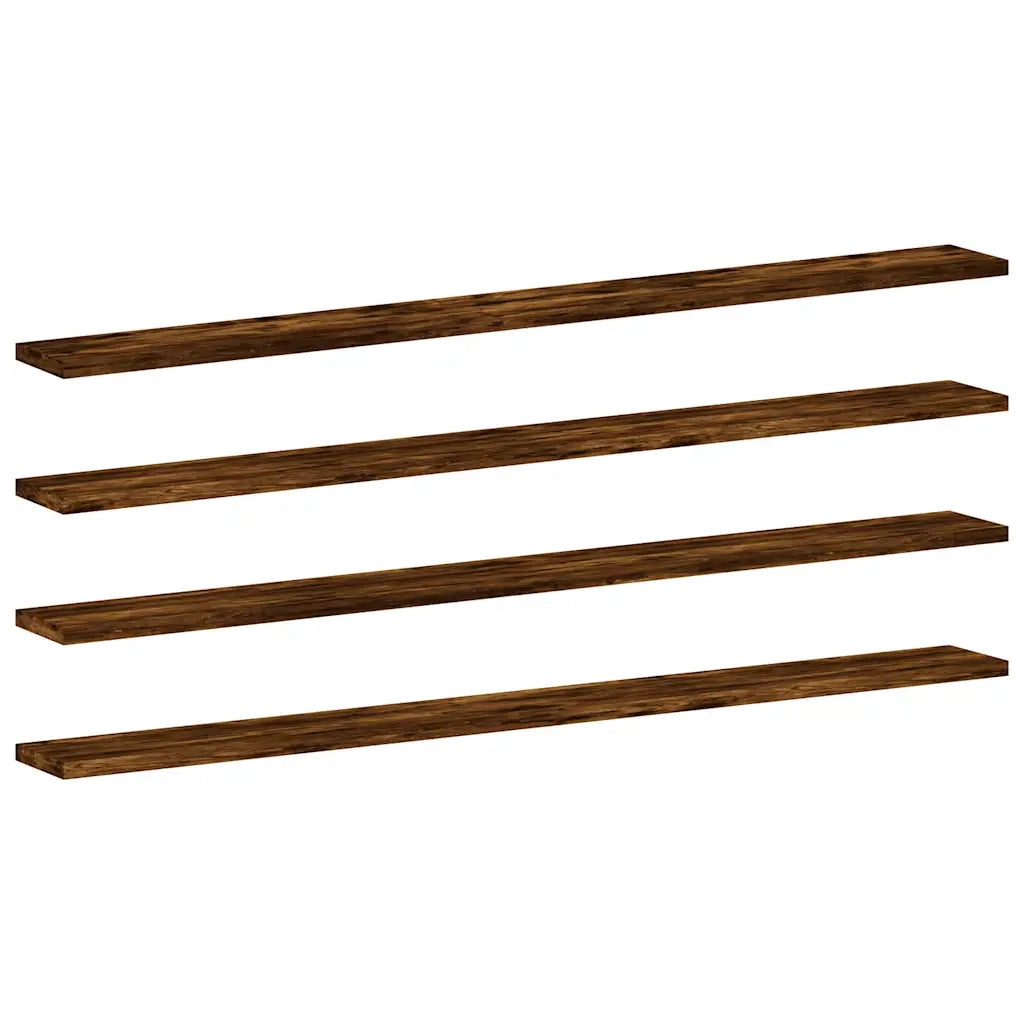 Mensole Parete 4pz Rovere Fumo 100x10x1,5 cm Legno Multistrato 838285