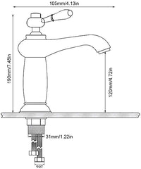 Rubinetto miscelatore per lavabo bagno vintage nero con dettagli in ceramica