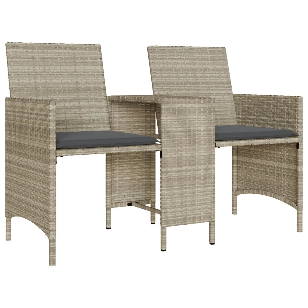 Divano Giardino 2Posti Tavolo Sgabelli Grigio Chiaro Polyrattan 4003895