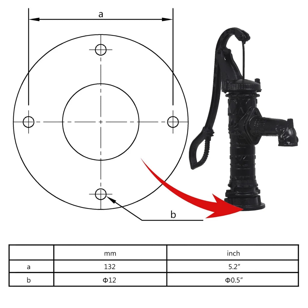 Pompa d'Acqua da Giardino con Supporto in Ghisa CFW1387445