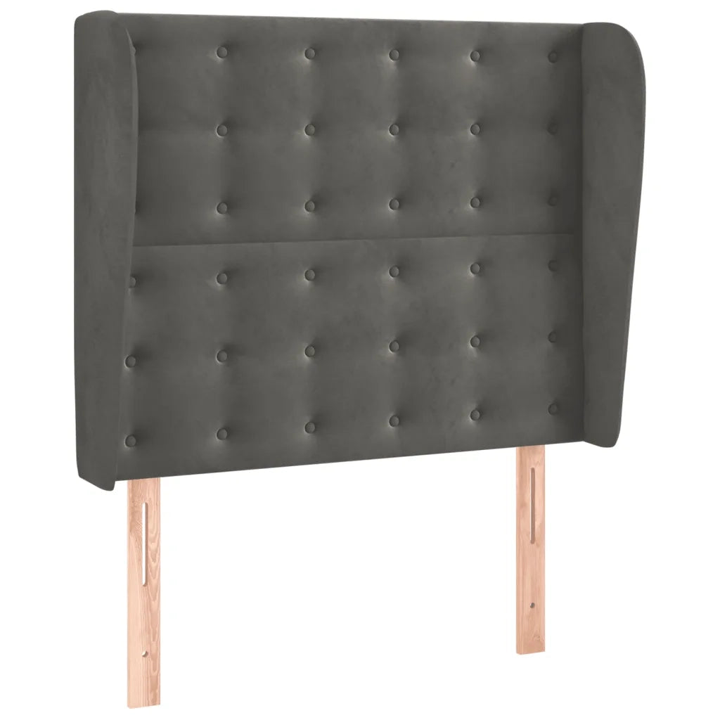 Testiera ad Orecchio-Testata con Orecchie GrigioScuro 103x23x118/128cm in Velluto 640843