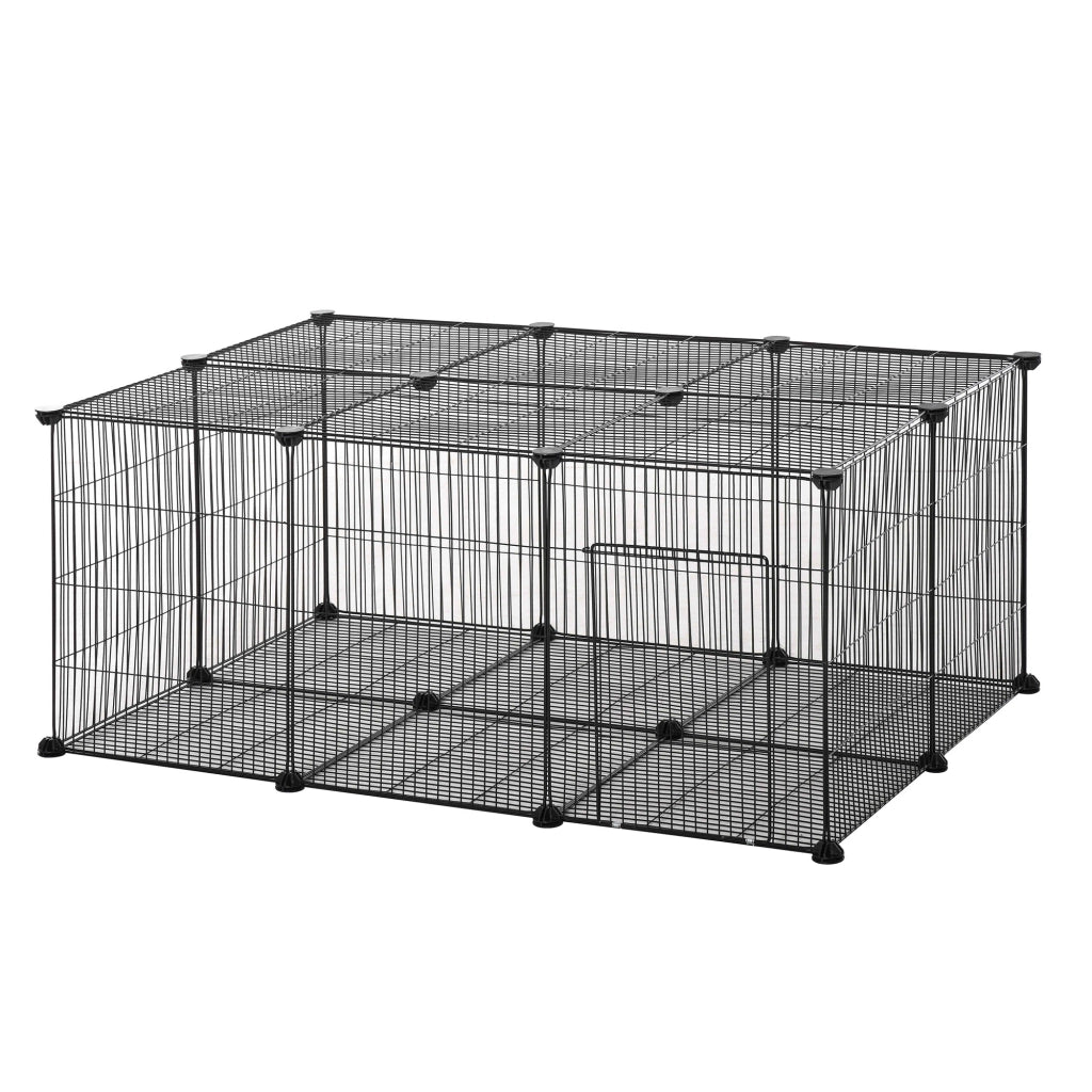 Gabbia per Conigli e Piccoli Animali ¨C zephmum ¨C Nero, Metallo, Modulabile, 105x70x45cm