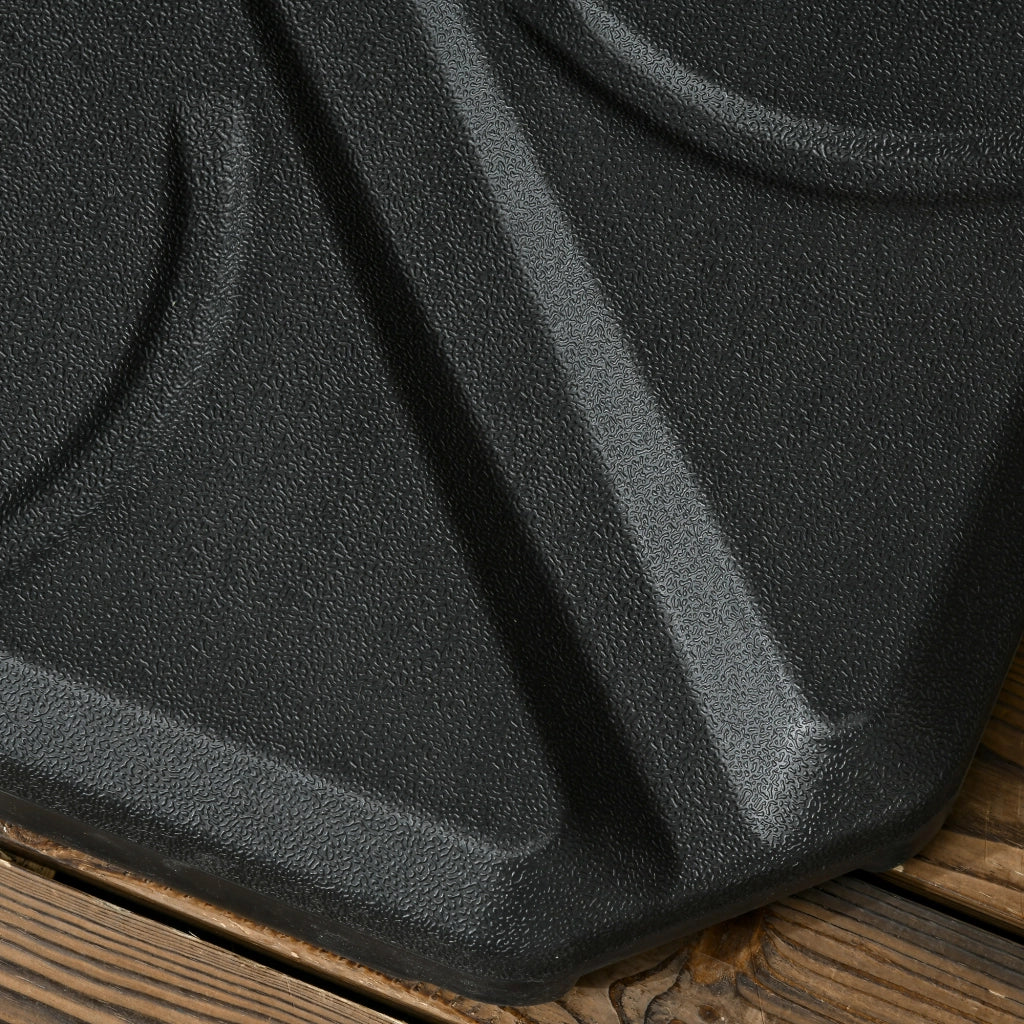 Easycomfort Base per Ombrellone in HDPE da 4 Pezzi, Riempibili con Acqua e Sabbia max 18kg, 103x103x8.3 cm, Nero