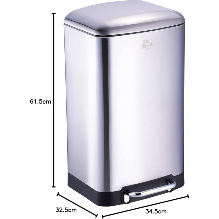 Dirt Devil Pattumiera a Pedale 30 Litri con Chiusura Ammortizzata Acciaio Inox