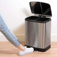 Dirt Devil Pattumiera Doppia 2x12 l Acciaio Inossidabile Antiodore 37x34.4x50cm