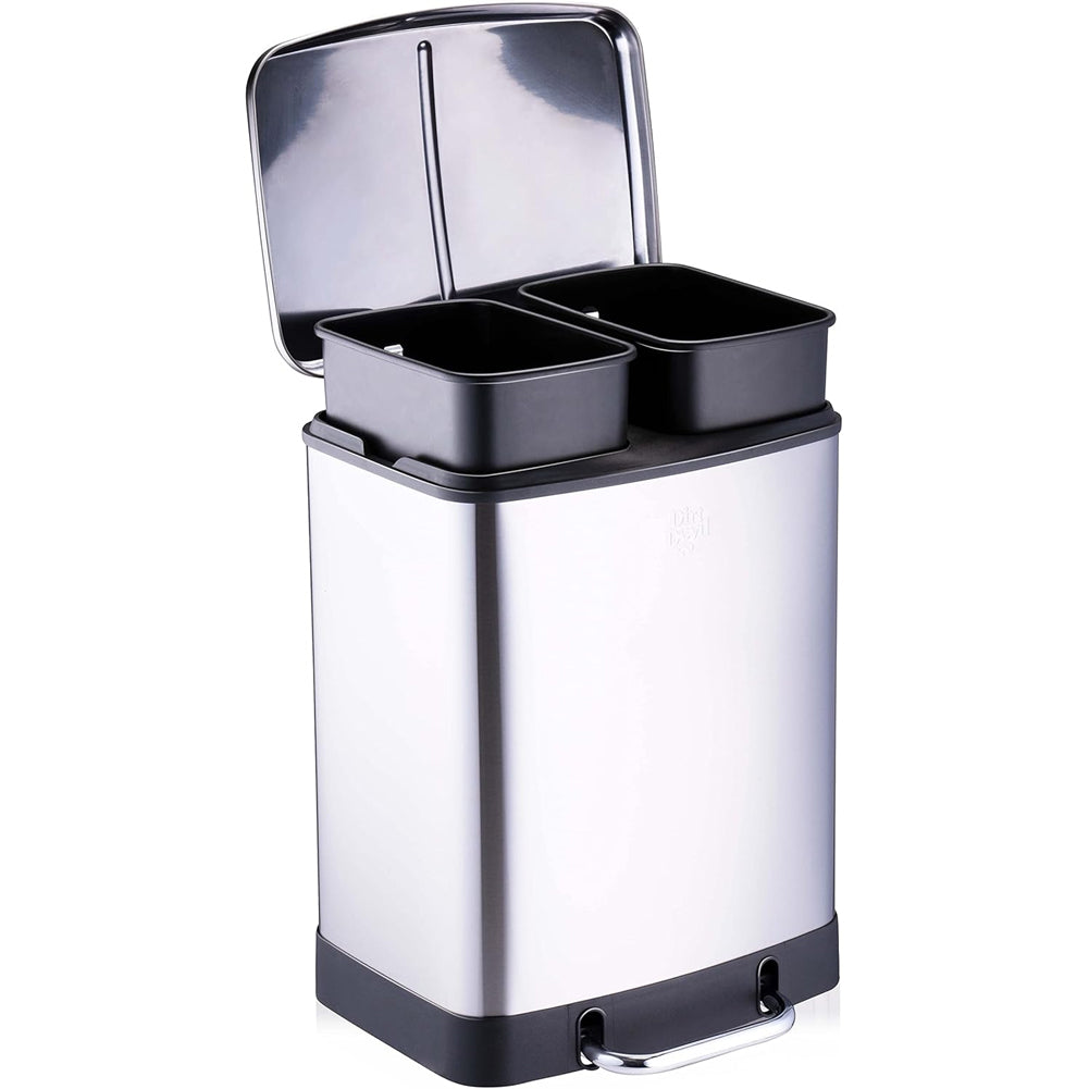 Dirt Devil Pattumiera Doppia 2x12 l Acciaio Inossidabile Antiodore 37x34.4x50cm