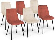 Set di 6 sedie MILA in velluto misto terracotta e beige x3