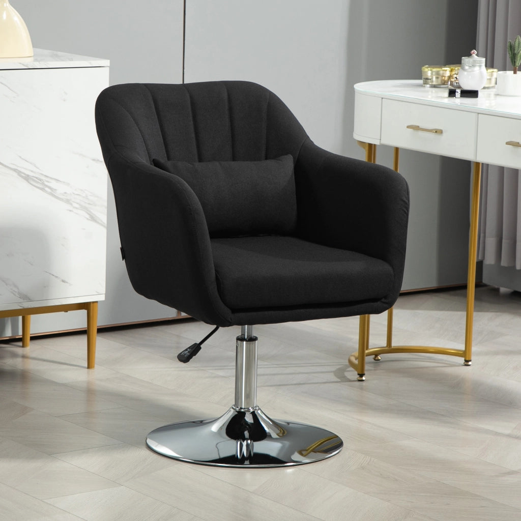 Sedia da ufficio girevole e regolabile in altezza ¨C zephmum ¨C Polyester tipo lino, metallo, nera, 60x60x79-91 cm