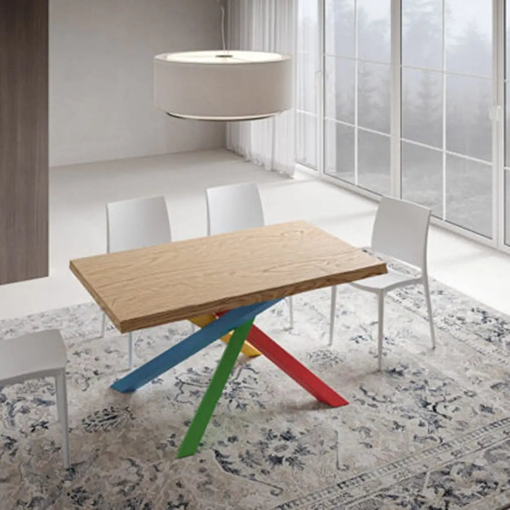 Tavolo fisso 160x90 cm Versalux rovere scortecciato gambe multicolore 4/B