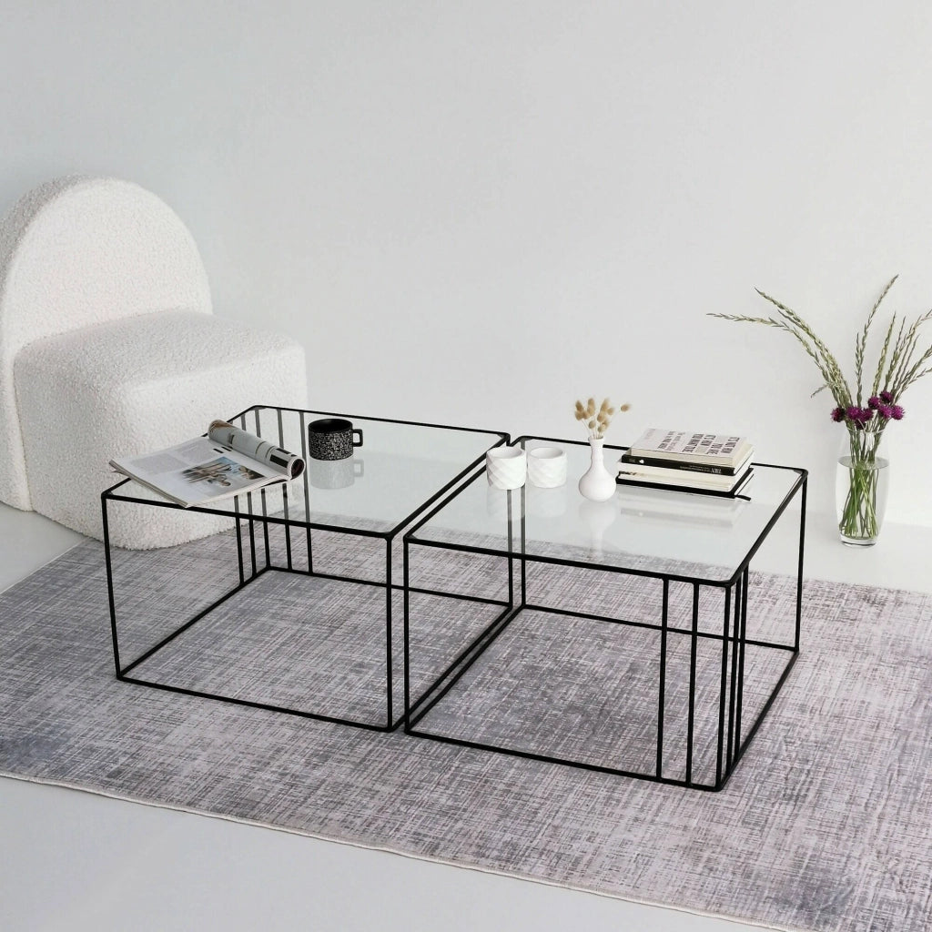 Giacinta, Tavolino da Salotto Forma Quadrata, 55x55x36h cm Nero