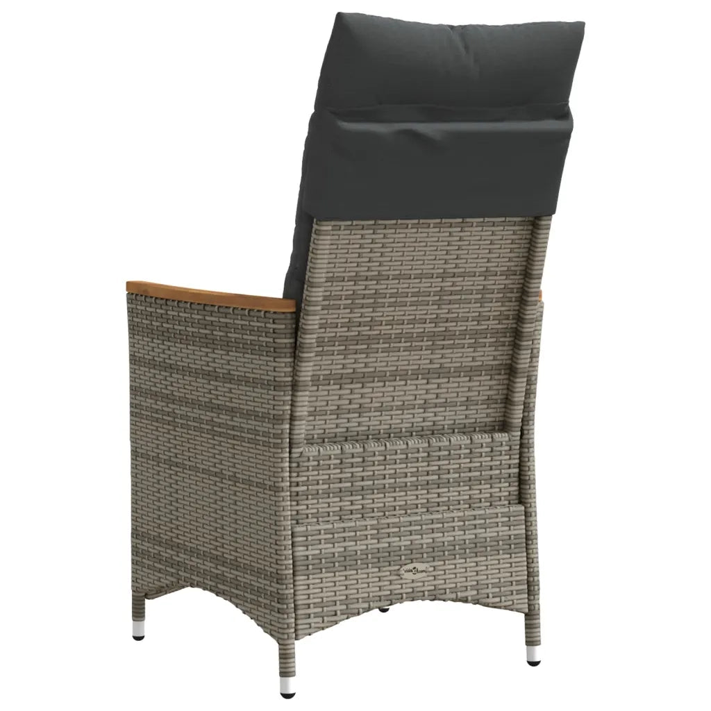 Sedie da Giardino Reclinabili 2 pz e Cuscini Grigio Polyrattan 365651