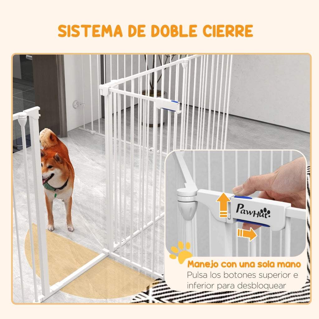 Recinto per Animali Domestici 8 Pannelli ¨C Xylo ¨C 64x90 cm Doppia Serratura Bianco