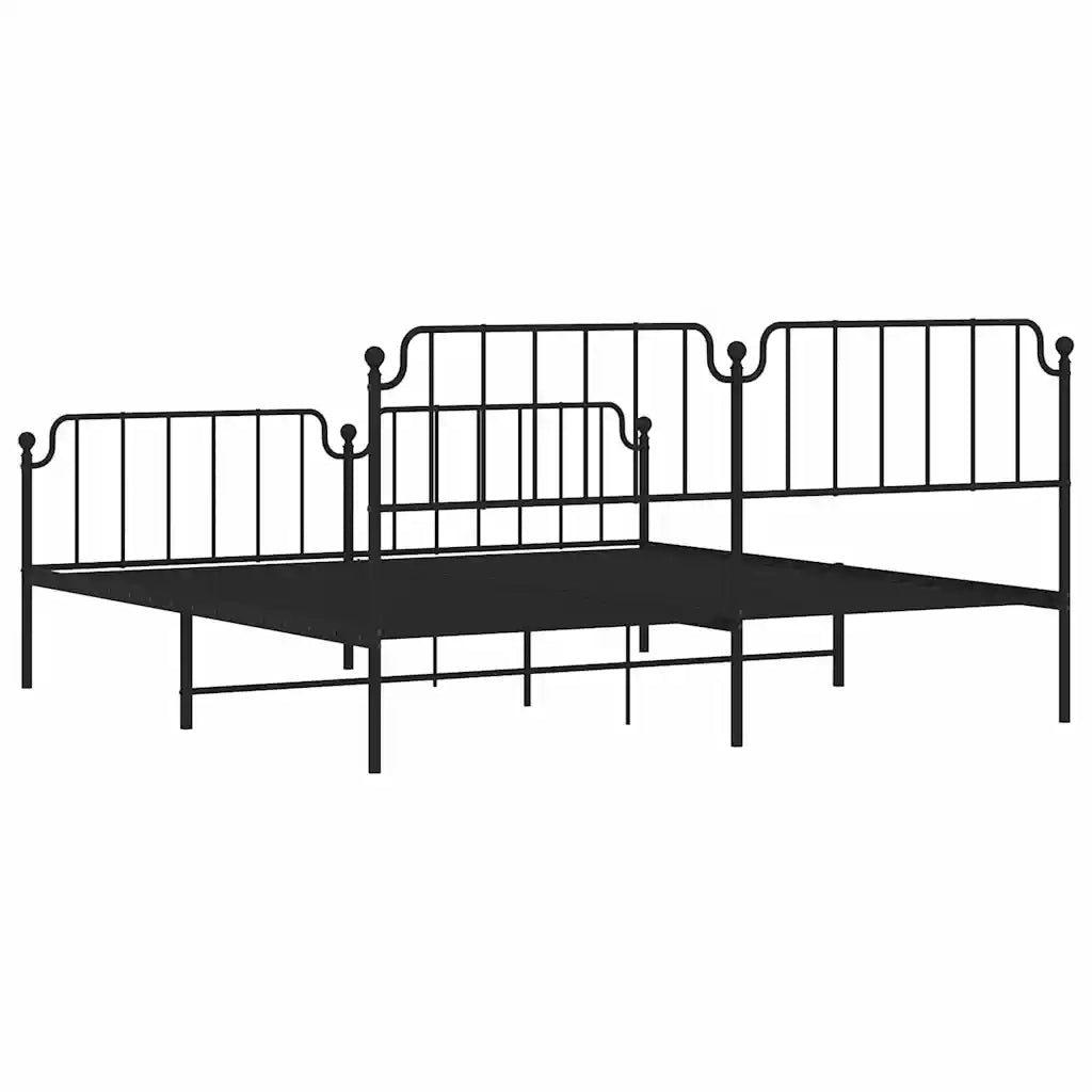 Giroletto con Testiera e Pediera Metallo Nero 193x203 cm 373911
