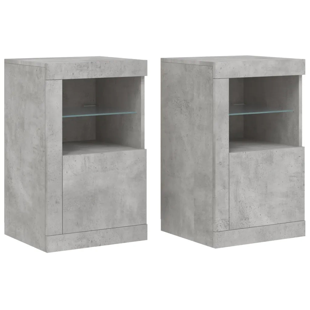 Armadietti con Luci LED 2pz Grigio Cemento in Legno Multistrato 836637