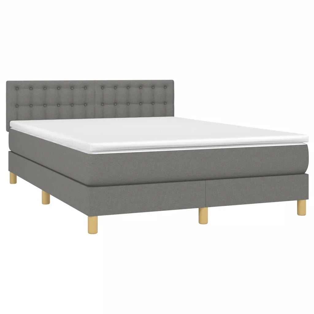 Giroletto a Molle con Materasso Grigio Scuro 140x200cm Tessuto 3140938