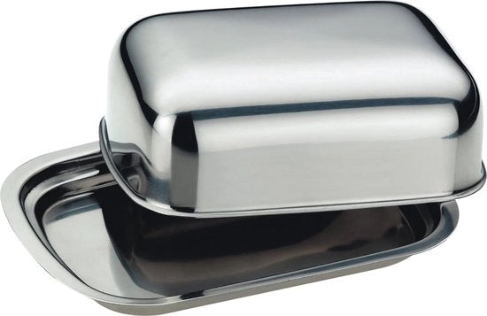 Vasetto da burro in acciaio inossidabile, argento, 15,5 x 11 x 5 cm