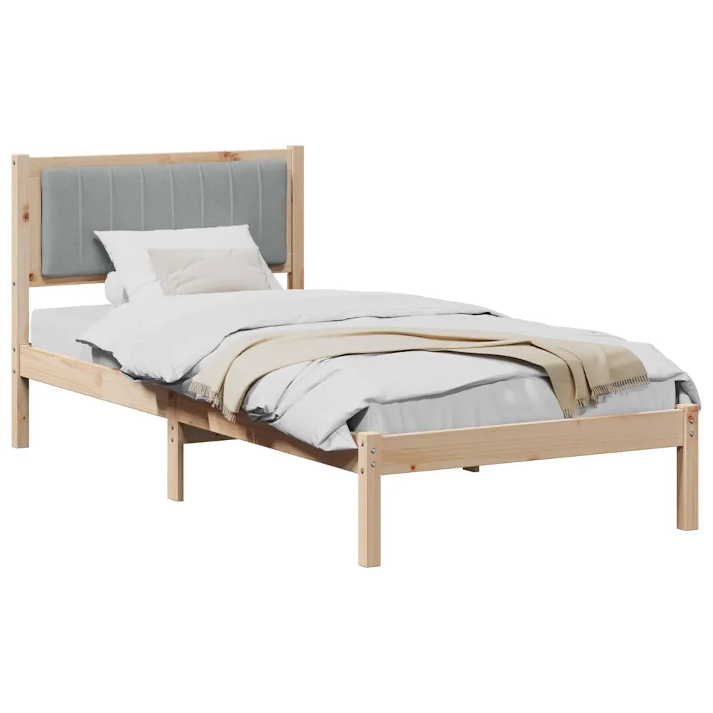 Letto con Testiera Rivestita Grigio chiaro 90 x 190 cm