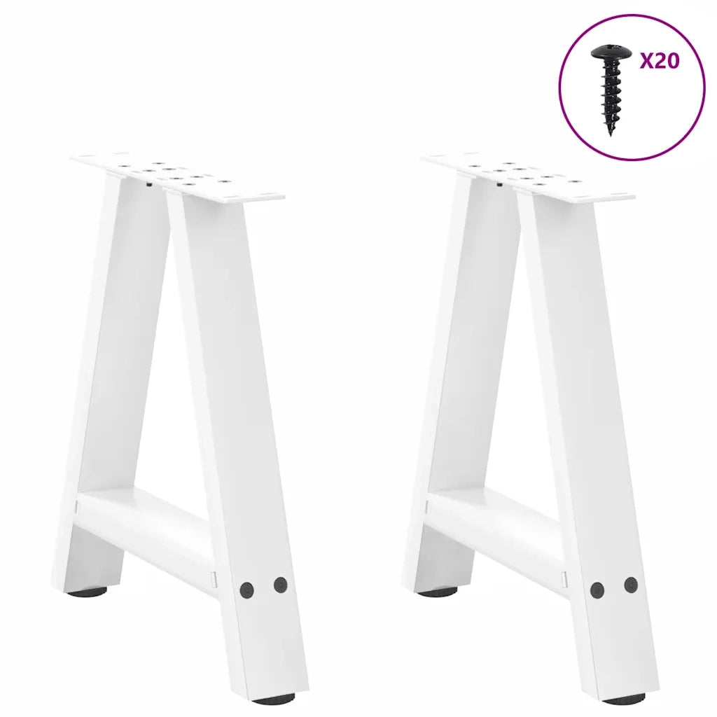 Gambe per Tavolino da Caffè a Forma di A 2 pz Bianche 50x(42-43) cm Acciaio 4012833