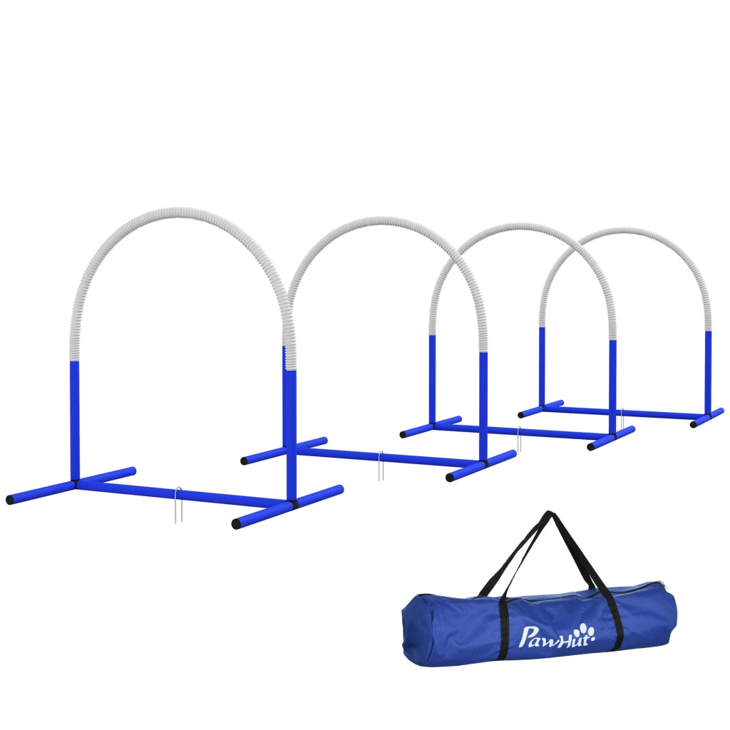 Set Agility per Cani 4 Pezzi con Borsa Trasporto ¨C Zephmum ¨C Bianco e Blu