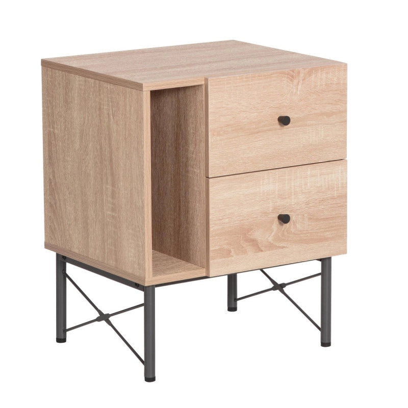 Comodino Arcadia 1 Vano A Giorno E 2 Cassetti Naturale/grigio Scuro