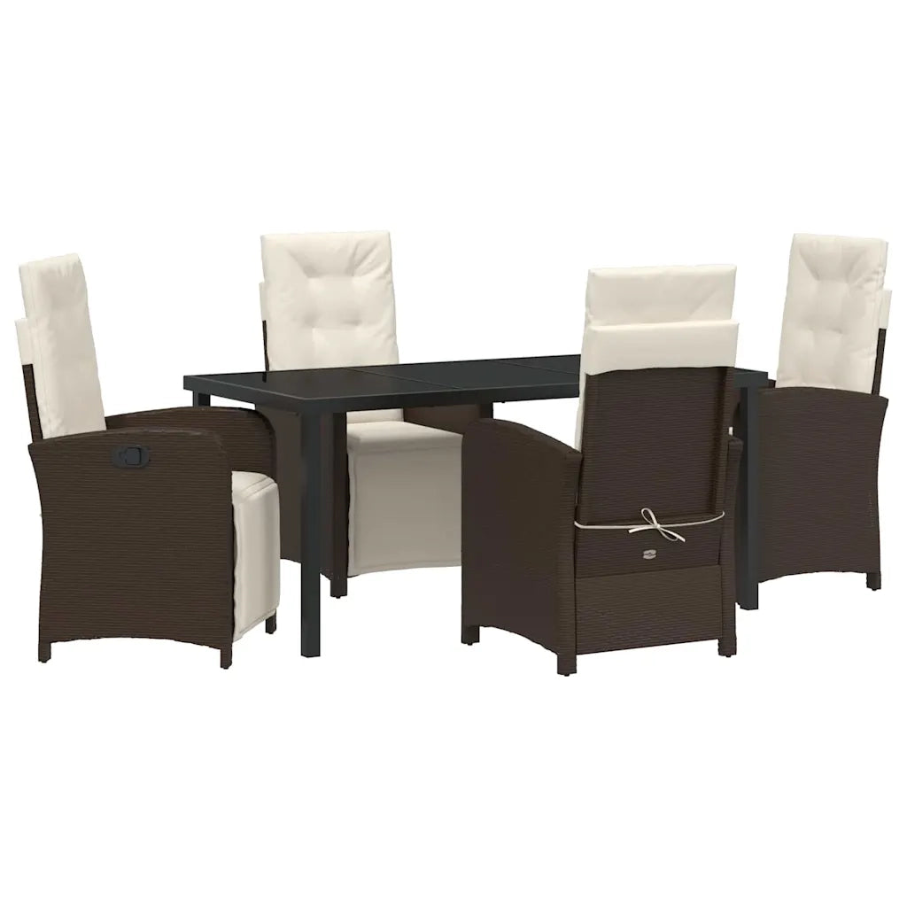 Set da Pranzo per Giardino con cuscino 5 pcs Marrone polyrattan 3380319