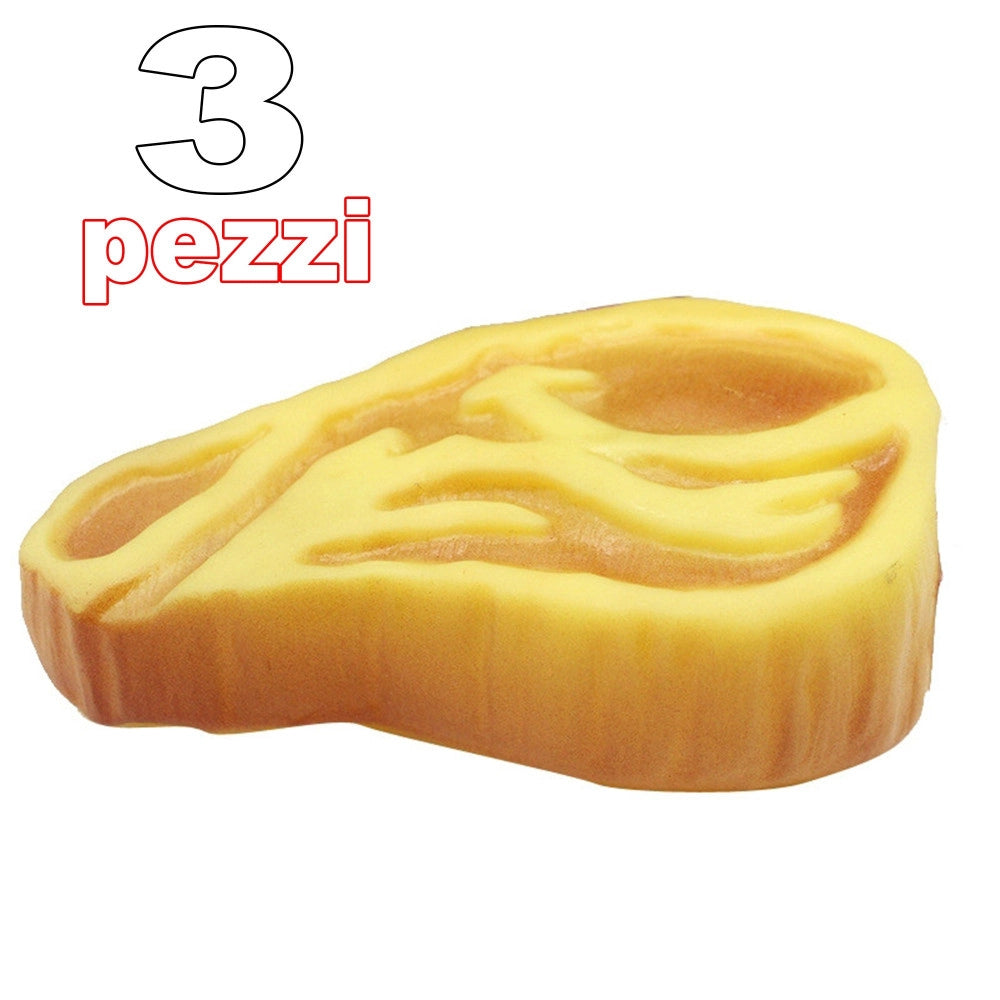 Trade Shop - 3 Giocattolo Bistecca Maiale Gomma Suono Resistente Da Masticare Per Cani -