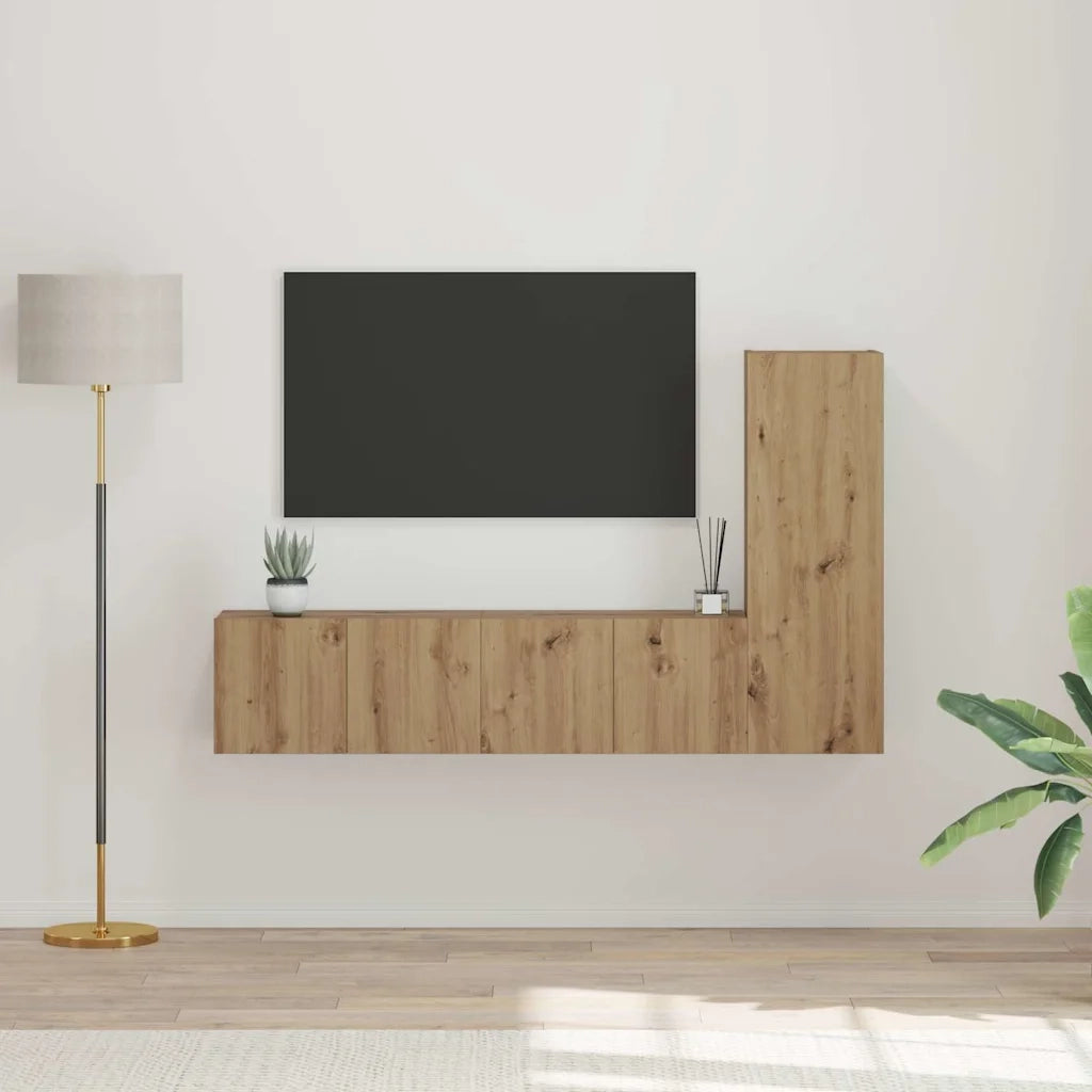 Set mobile TV 3 pcs Rovere artigianale Legno multistrato 3393404