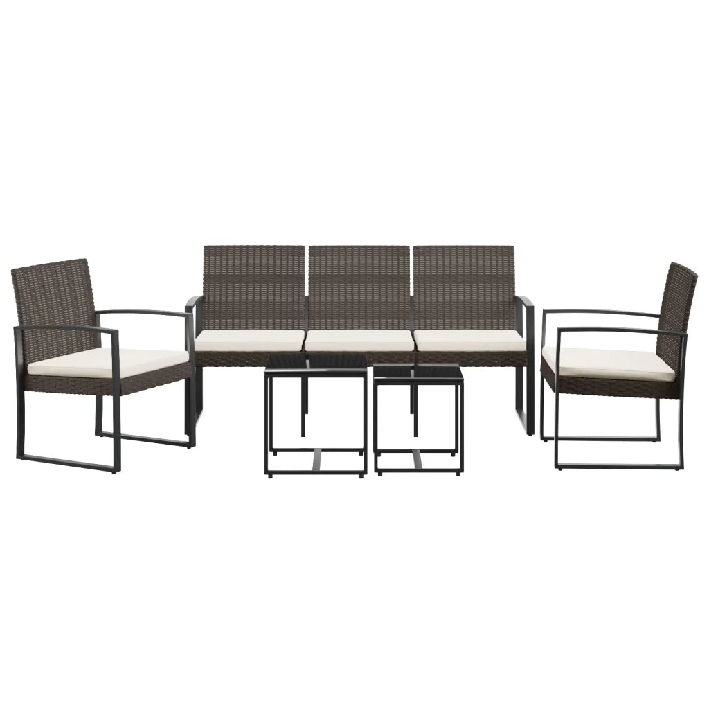 Set da Pranzo da Giardino 5 pz | Set Salotto da Giardino con Cuscini in PP Rattan Marrone